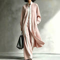 Womens Color-Block Loose-Fit Fashion Long-Sleeve Coat And Pants Set