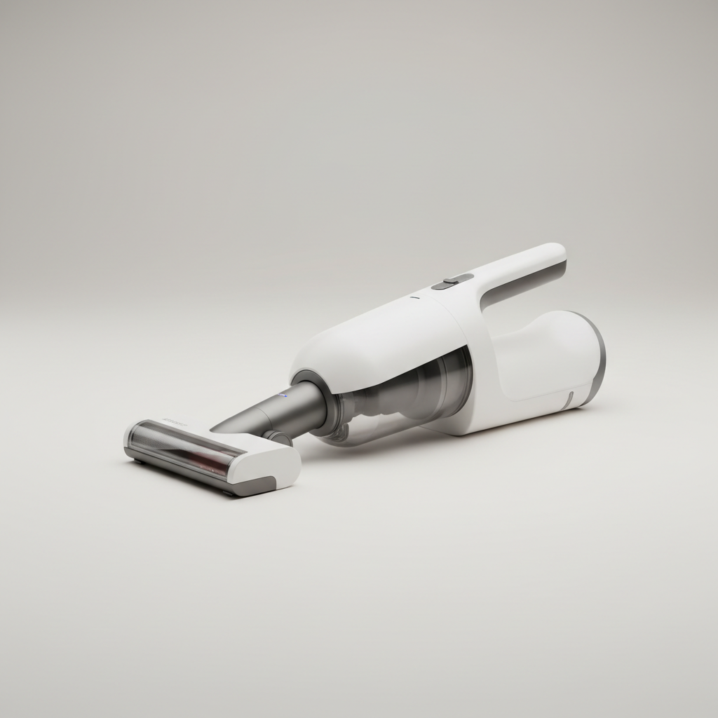 Aspirateur portatif sans fil, design premium minimaliste blanc et gris